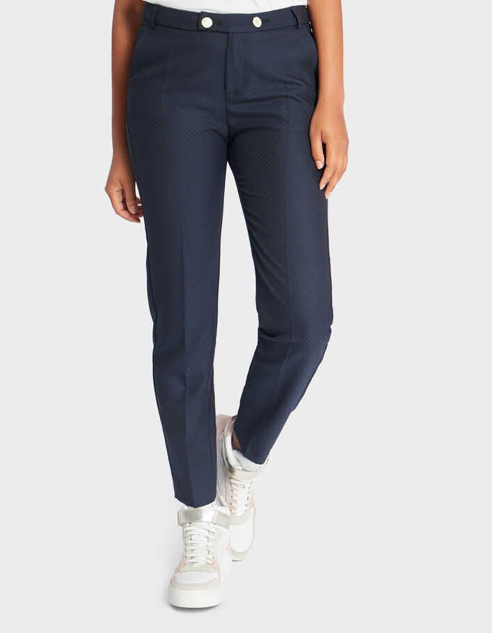 Pantalon marine jacquard pied-de-poule I.Code-5