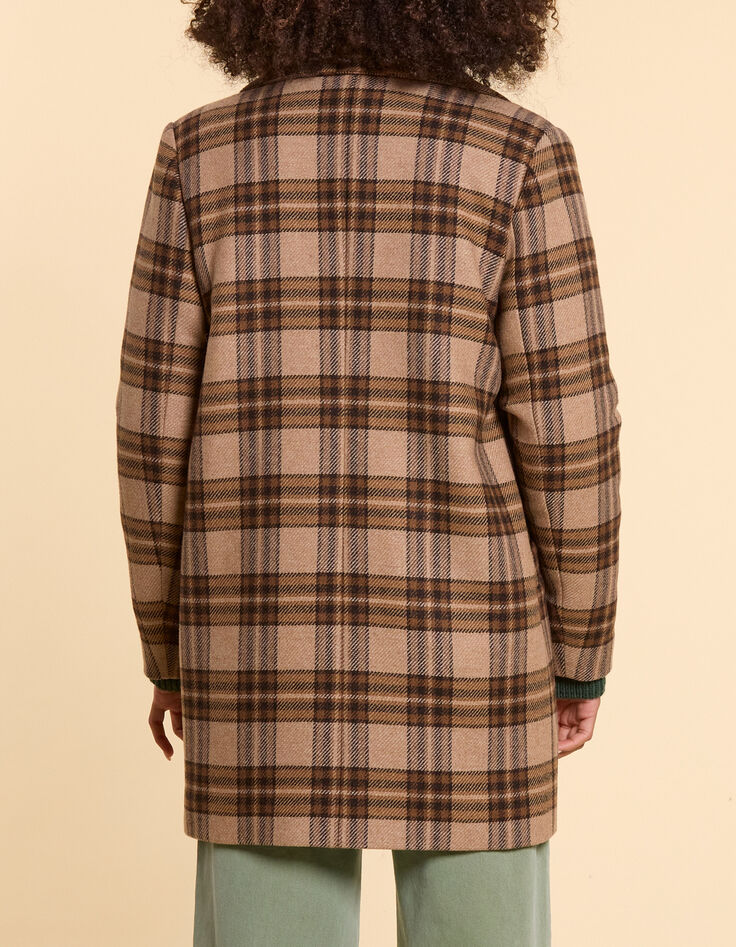Manteau camel motif carreaux I.Code-3