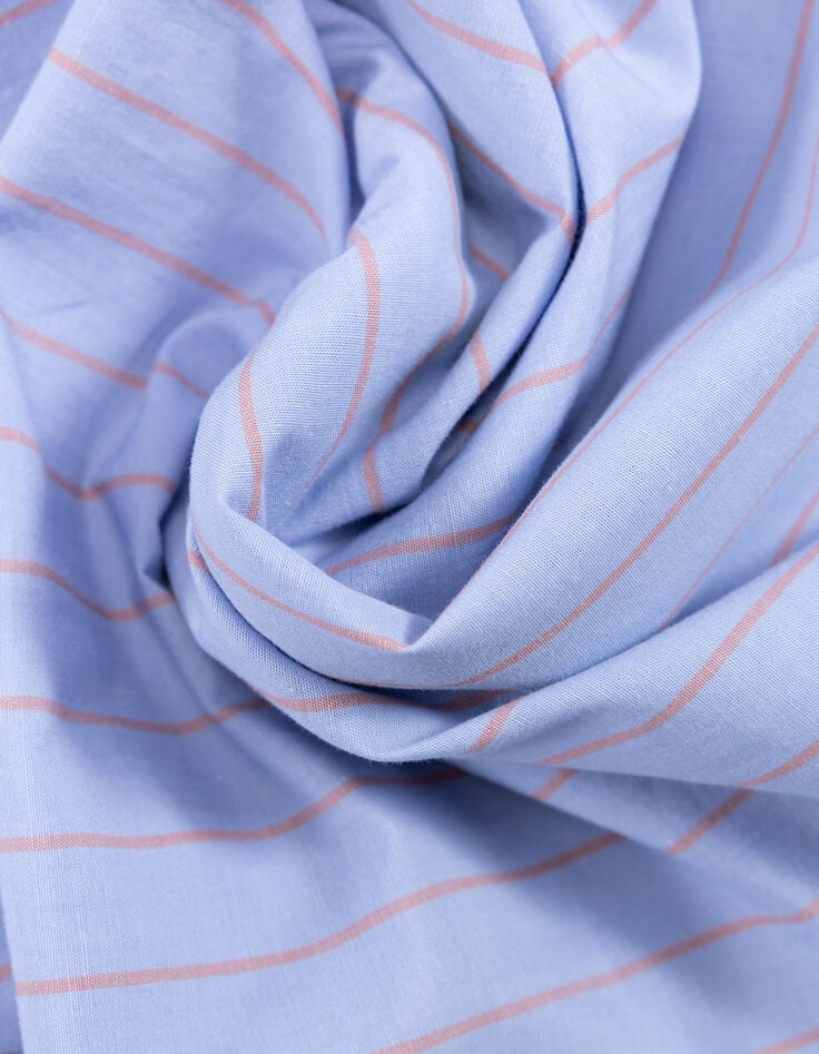 Blauwe blouse opliggend kraagje, frontje en strepen I.Code-8 Blauwe blouse opliggend kraagje, frontje en strepen I.Code-8
