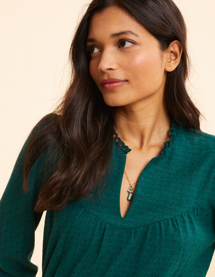 Grüne Bluse mit Jacquard-Muster I.Code-6