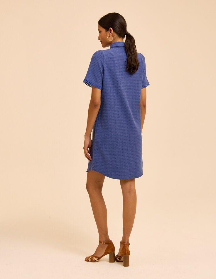 Robe chemise bleue jacquard fantaisie I.Code-2 Robe chemise bleue jacquard fantaisie I.Code-2