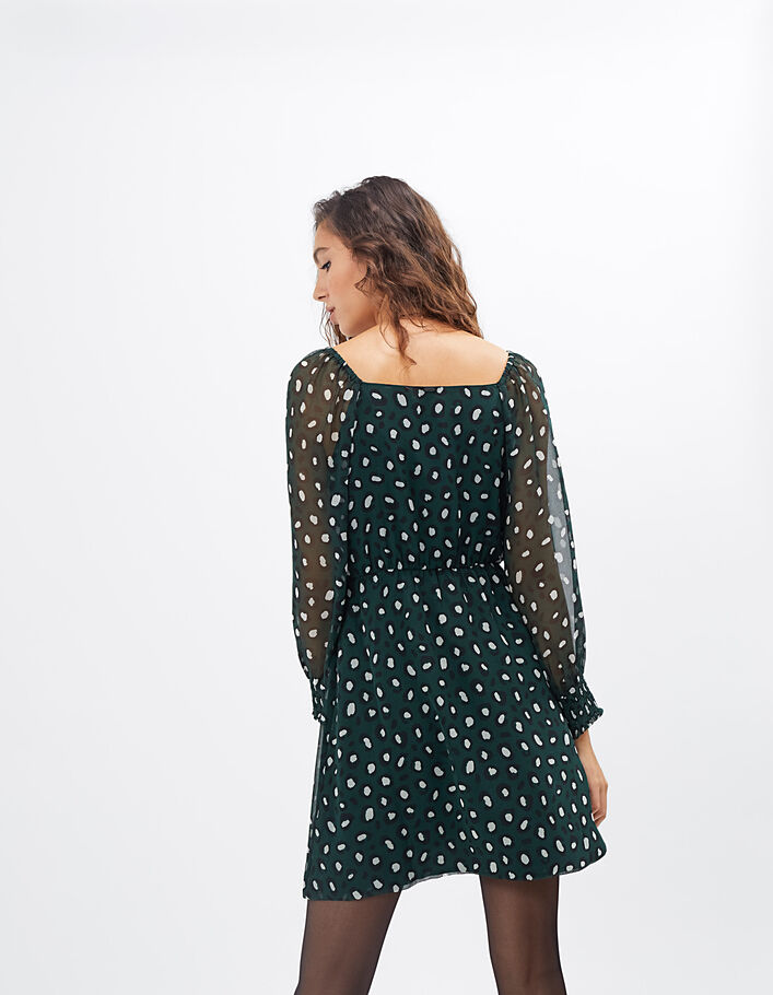 Pinegreen Kleid mit Leopardentupfen I.Code - I.CODE