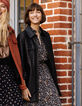 I.Code black faux leather overshirt with press studs-3