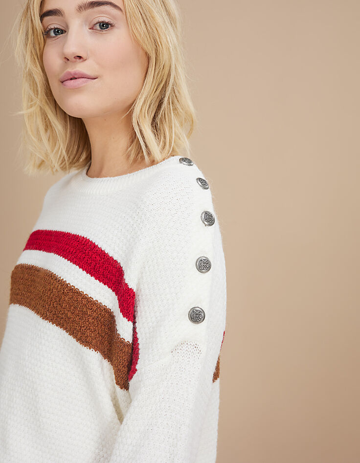 Jersey blanco roto de rayas rojo y caramelo I.Code-4