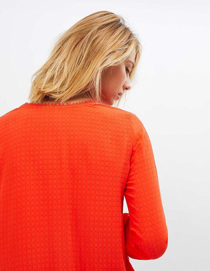 Klaproosrode blouse kantafwerking I.Code-5 Klaproosrode blouse kantafwerking I.Code-5