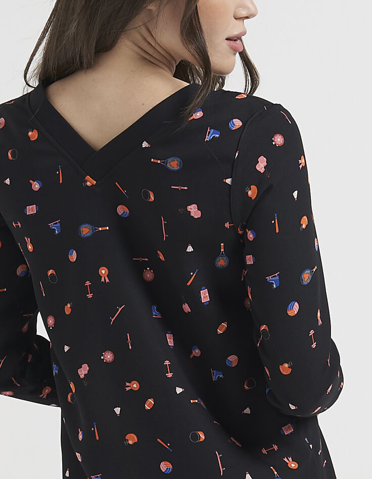 Omkeerbare jurk met ginkgo- en pictogramprint I.Code-3