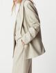 Graue Damenanzugjacke mit Lurex-Streifenmuster-5