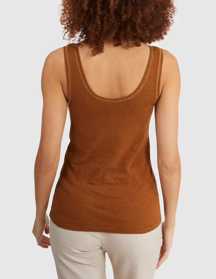 Camiseta de tirantes camel punto algodón lino I.Code - I.CODE