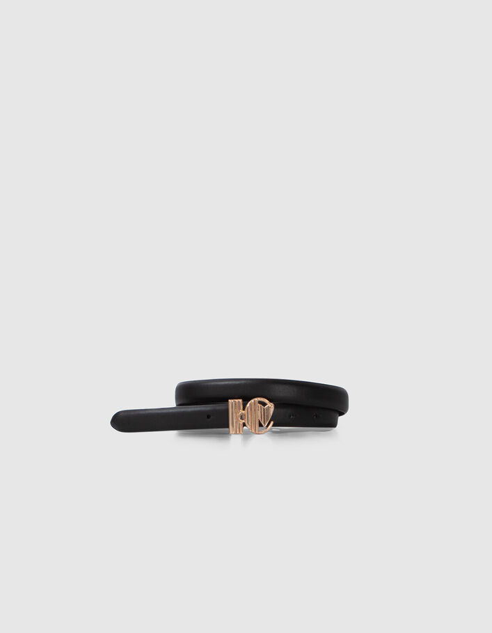 I.Code black leather belt with monogram buckle - I.CODE