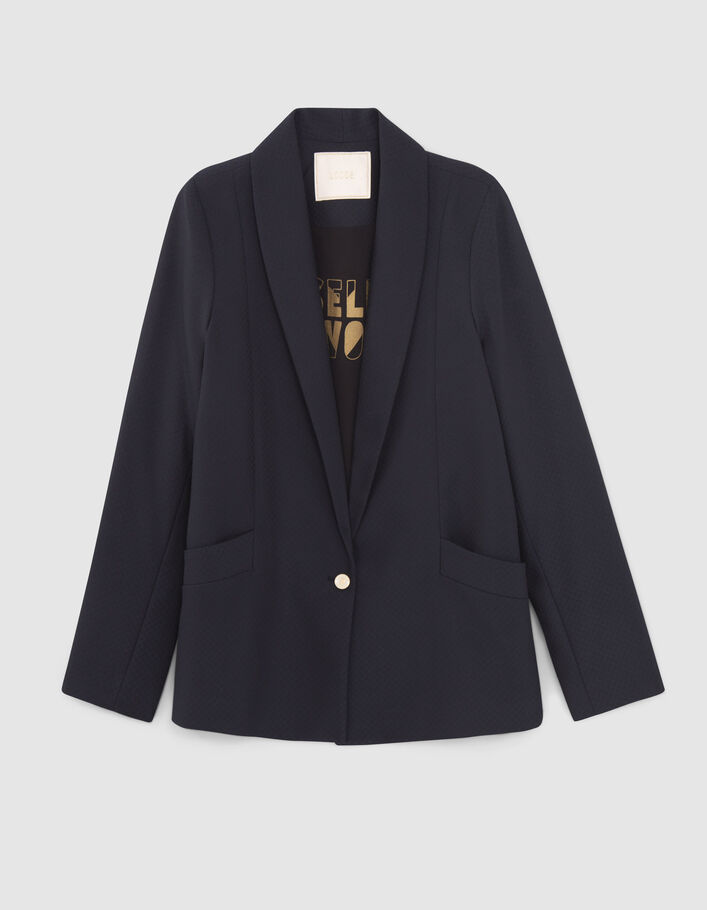 Veste de costume marine jacquard pied-de-poule I.Code-7