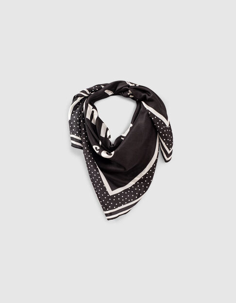 Vierkante zwarte zijden sjaal met tekst I.Code