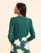 Pull vert lurex tricot ajouré effet cache-cœur I.Code-4