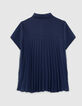 I.Code navy blue flowing top with pleated back-3