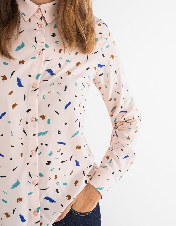 Pinke Bluse mit verspieltem Fleckenprint I.Code-2 Pinke Bluse mit verspieltem Fleckenprint I.Code-2