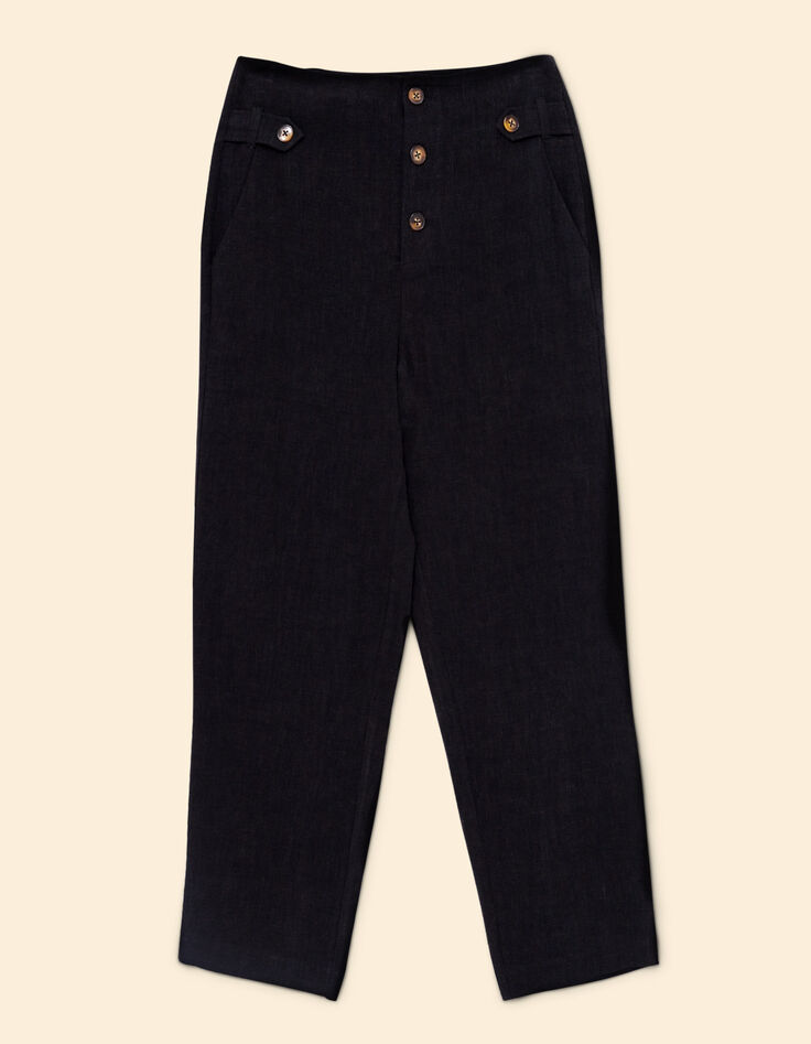 Black cotton linen suit pants I.Code-6