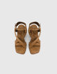 Damen taupefarbene Wildleder-Sandalen mit Absatz-3