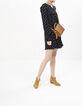 I.Code black dress with ruffles and white embroidery-1