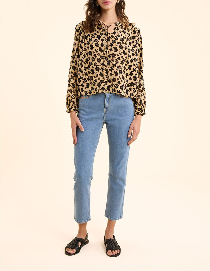 Blouse beige imprim&eacute; l&eacute;o floral I.Code-7