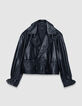 Veste oversize noire cuir coulisse taille Femme-7
