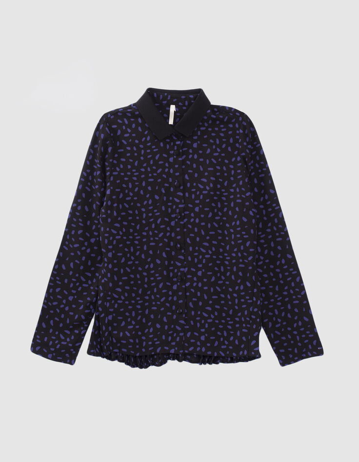 Blouse noire imprimé pois revisités dos plissé I.Code-5 Blouse noire imprimé pois revisités dos plissé I.Code-5