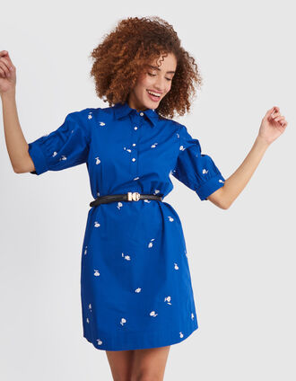 I.Code electric blue dress with embroidered flowers