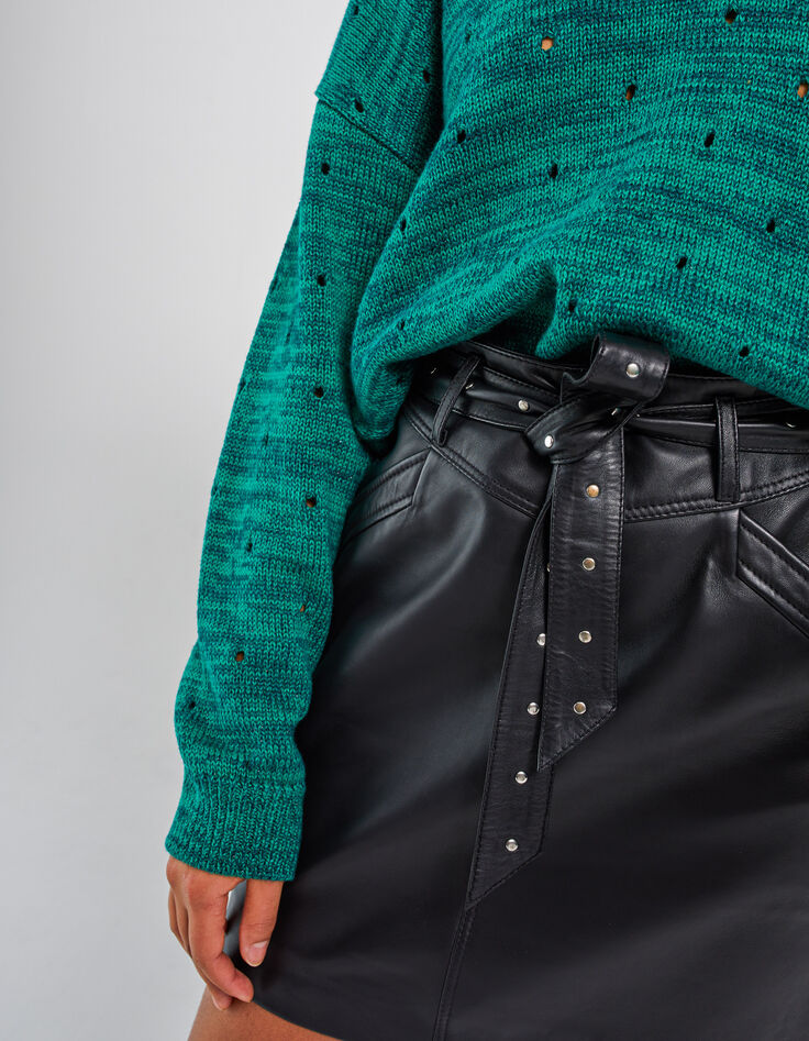I.Code green openwork knit marl sweater-3 I.Code green openwork knit marl sweater-3