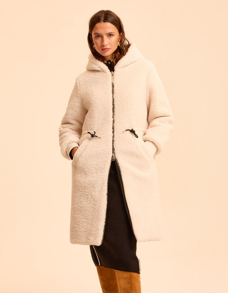 Omkeerbare parka zwart nylon en ecru sherpa I.Code-1