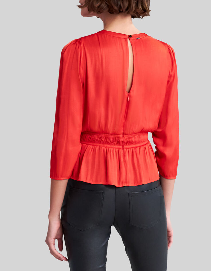 Orangefarbene Damen-Bluse aus recyceltem Material-2