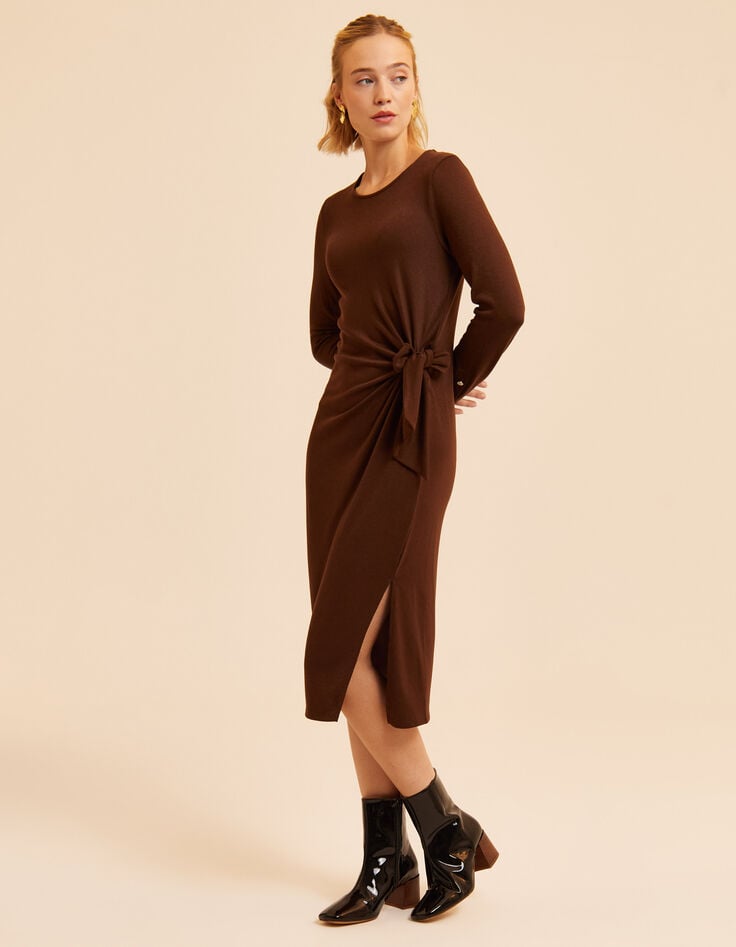 I.Code brown long tube dress to tie on side-1 I.Code brown long tube dress to tie on side-1