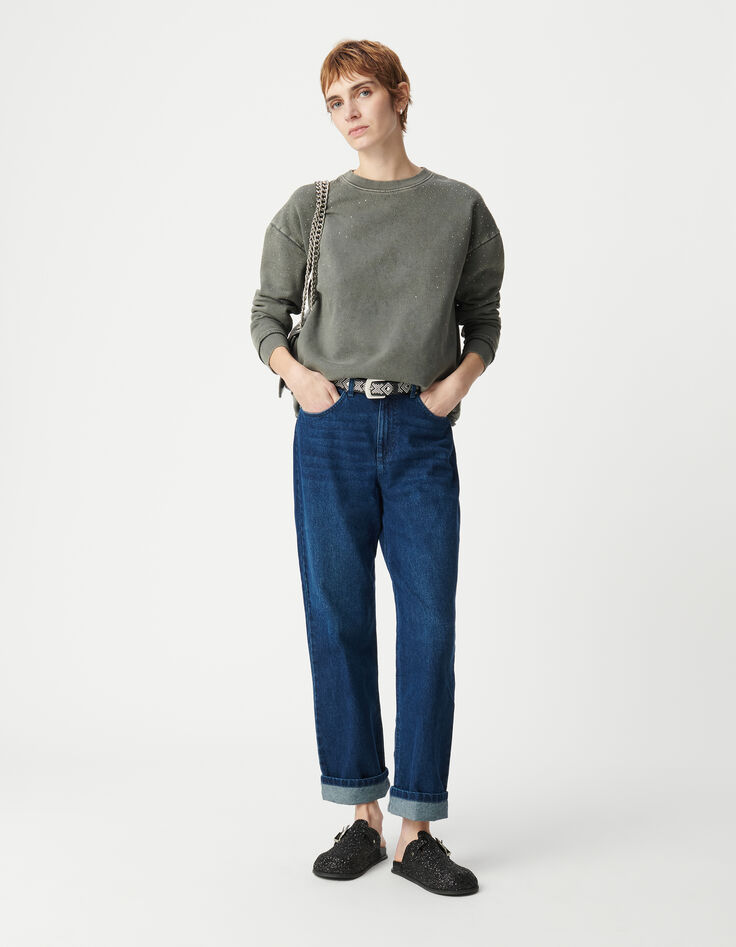 Blaue Damen-Cropped Boyfriend-Jeans-1