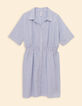 Robe chemise blanche cropped motif rayures I.Code-8