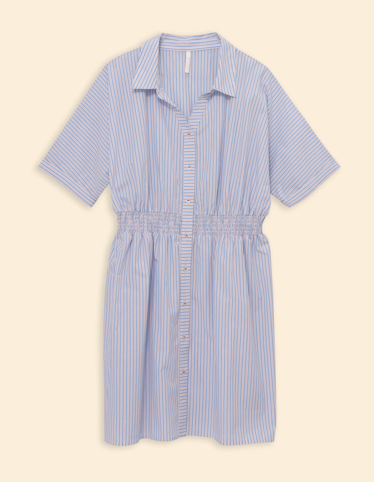 Robe chemise blanche cropped motif rayures I.Code-8
