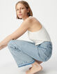 Blaue Jeans mit hoher Taille und weitem Bein f&uuml;r Damen-7