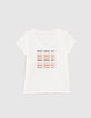 Cremeweißes T-Shirt mit buntem Schriftzug I.Code -5