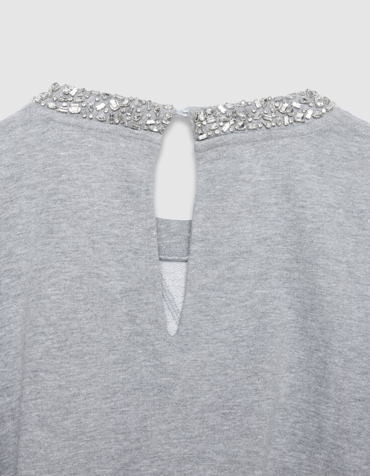 Graues Sweatshirt mit Juwelenausschnitt in &Uuml;bergr&ouml;&szlig;e Damen-7