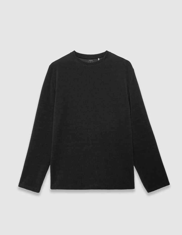 Schwarzes Herren-T-Shirt Langarm Wabenmuster DRY FAST-4
