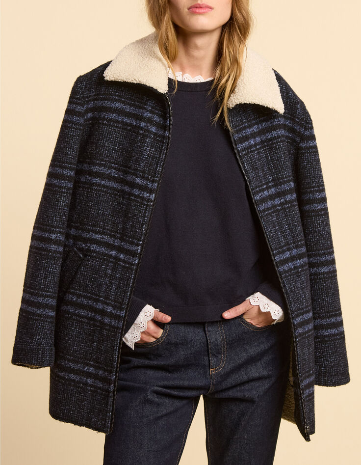 I.Code navy check coat-3 I.Code navy check coat-3