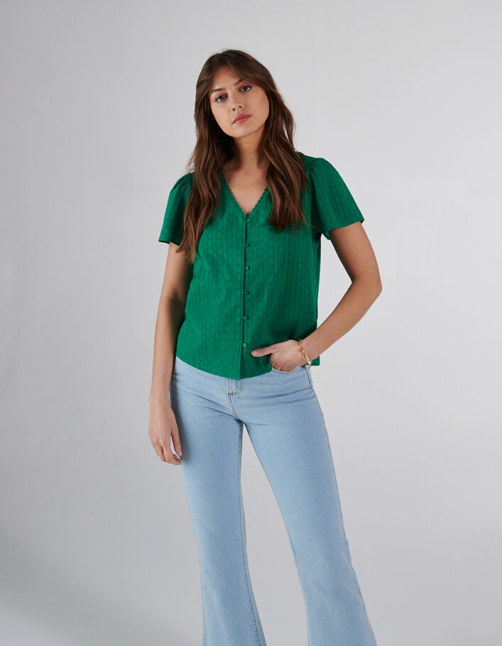 I.Code green striped jacquard blouse - I.CODE