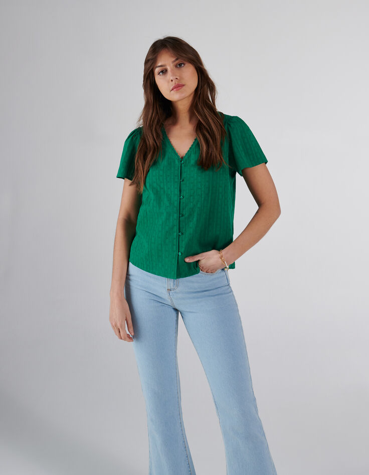 Top vert jacquard à motif rayures I.Code-5 Top vert jacquard à motif rayures I.Code-5