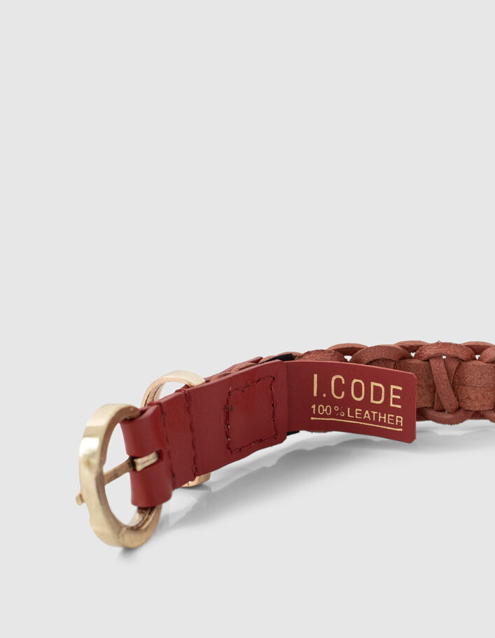 I.Code candy red woven leather belt - I.CODE