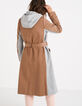Karamel trench met grijs sweatstof beleg I.Code-3