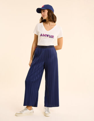 Pantalón ancho índigo plisado I.Code