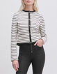 Cremewei&szlig;er Damenpiqu&eacute;blazer mit schwarzen Streifen-2