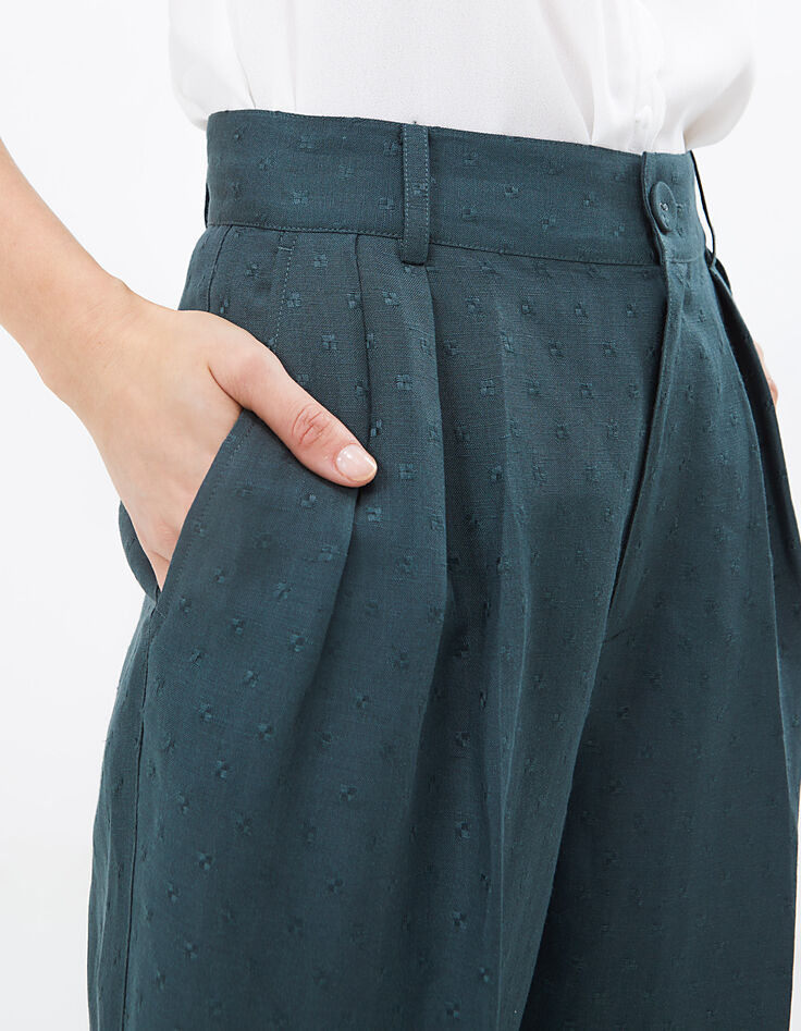 Wijde graniet broek jacquard vierkantjes I.Code-4