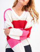 I.Code breit gestreifter Pullover mit V-Ausschnitt-1