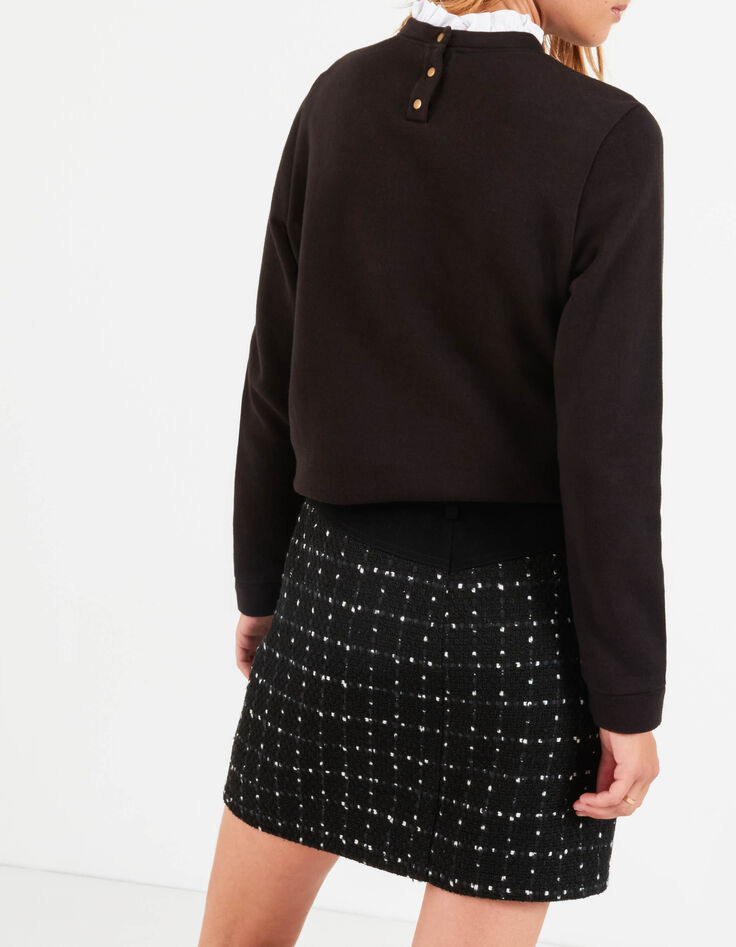 I.Code black slogan sweatshirt with Victorian collar-3