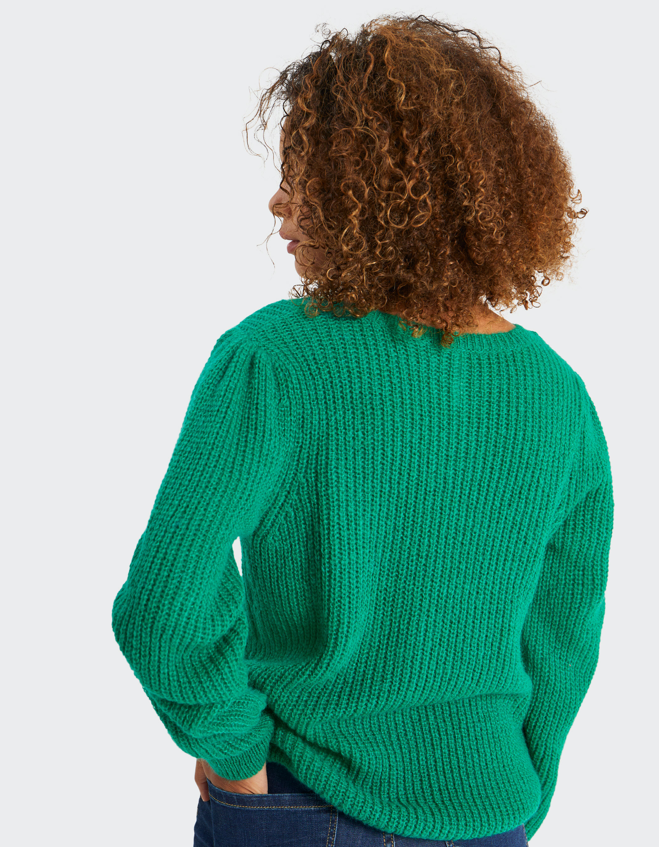 I.Code neon green decorative stitch knit sweater
