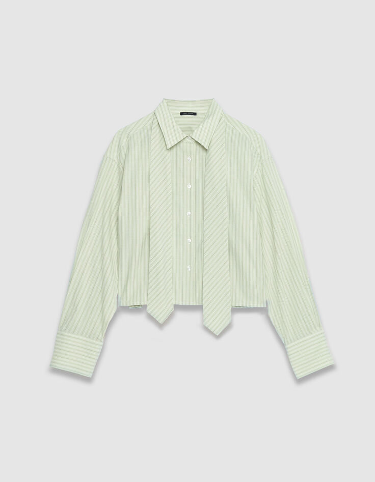 Camisa de rayas verdes para Mujer con corbata-6