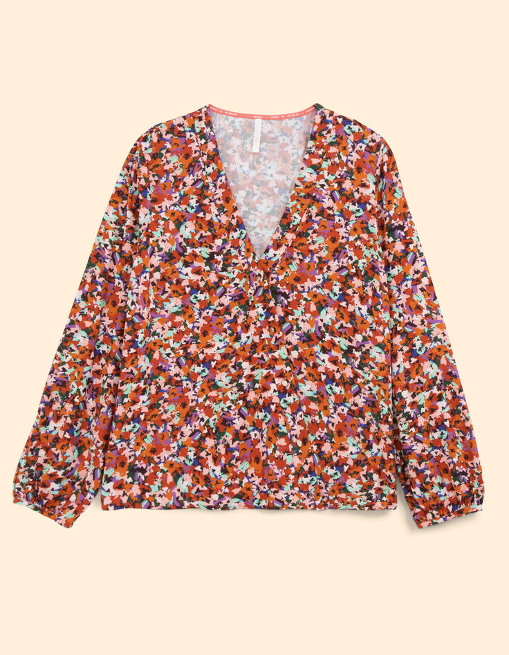 Blusa camel estampado tachista multicolor I.Code-4