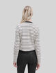 Cremewei&szlig;er Damenpiqu&eacute;blazer mit schwarzen Streifen-3